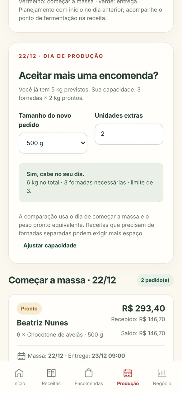 Tela do aplicativo: Aceitar mais uma encomenda?